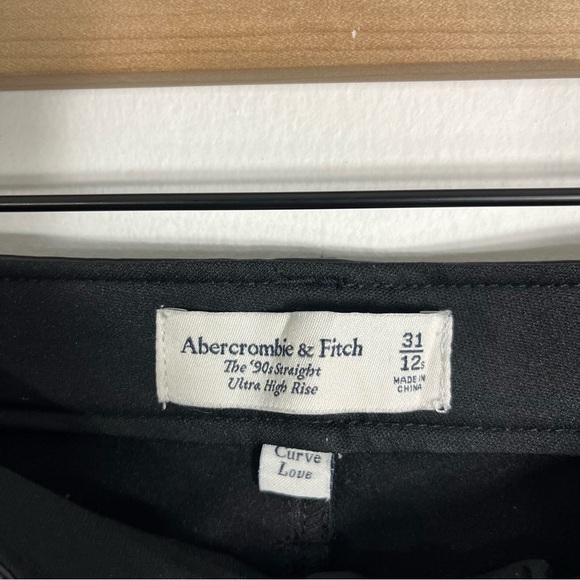 Abercrombie SHORT 90’s Straight Ultra High Rise Vegan Leather Black Pants 12 - Picture 9 of 9